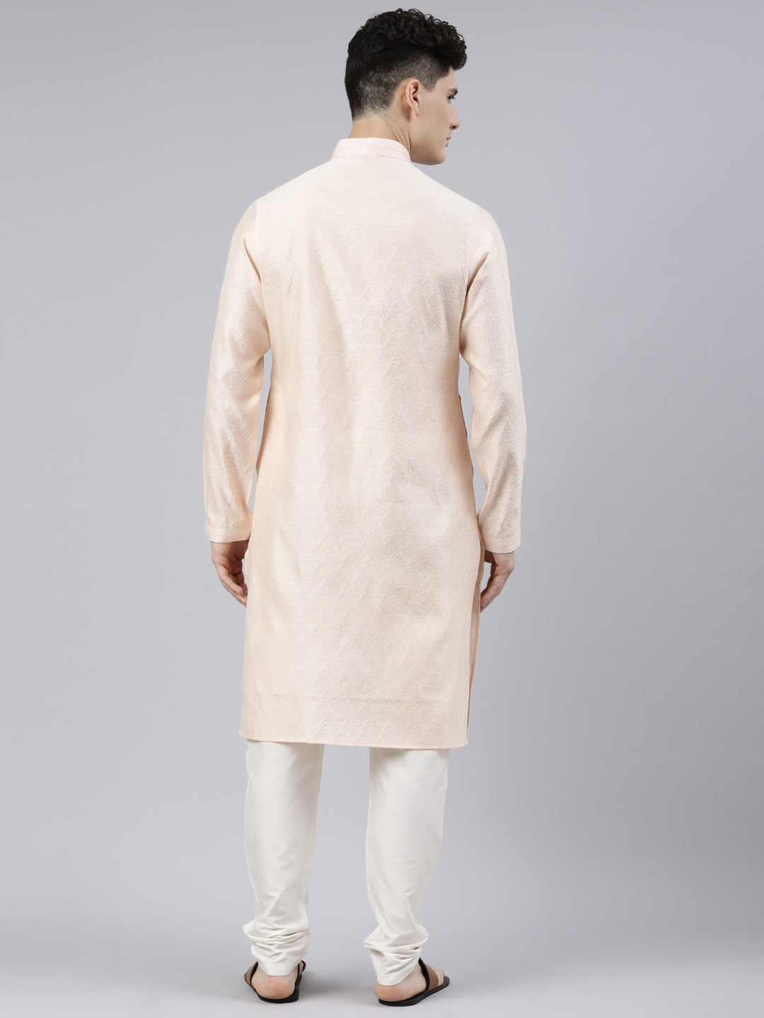 Light Peach Jacquard Kurta Set
