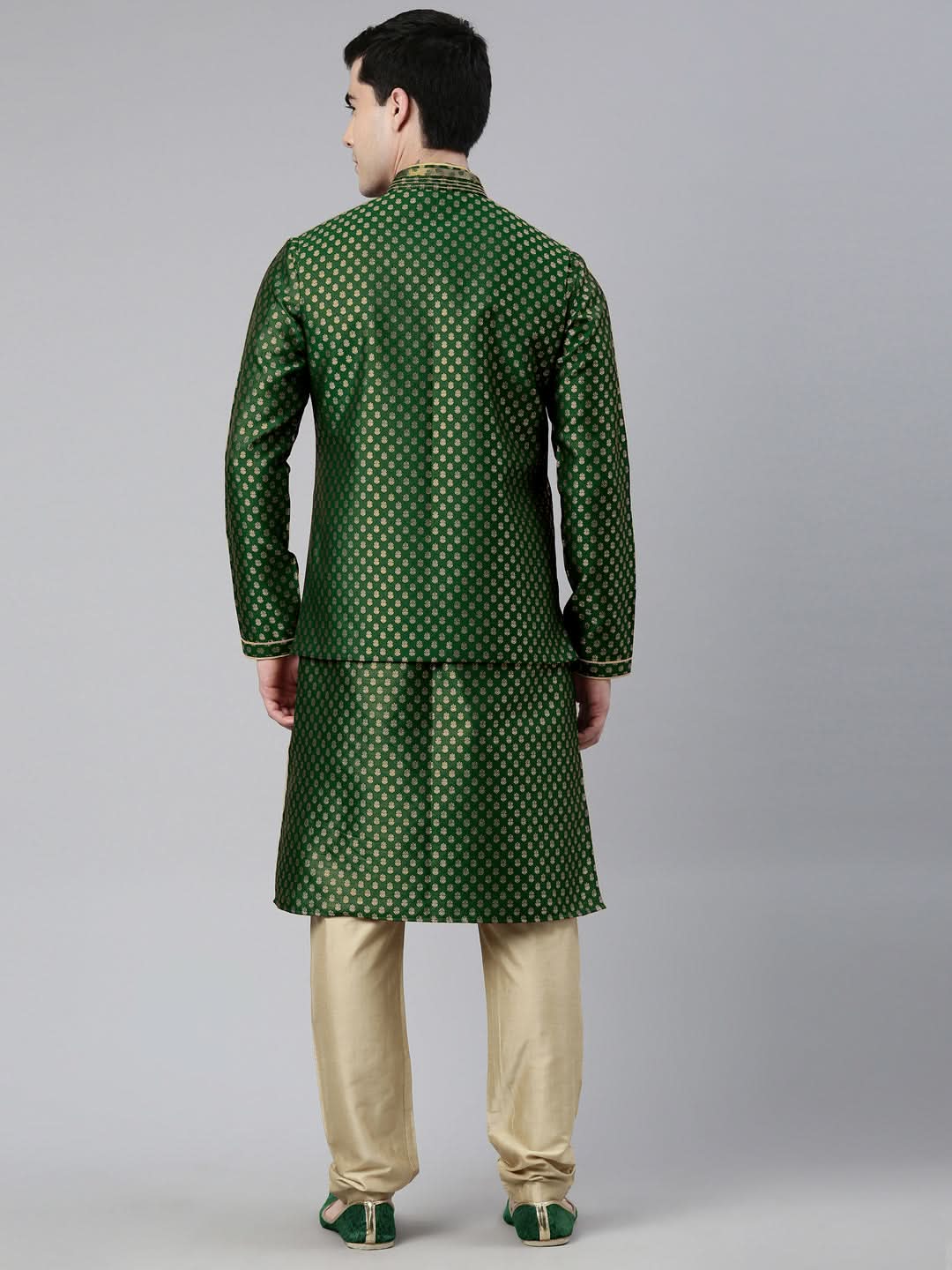 Green Brocade Jacket and Kurta Set