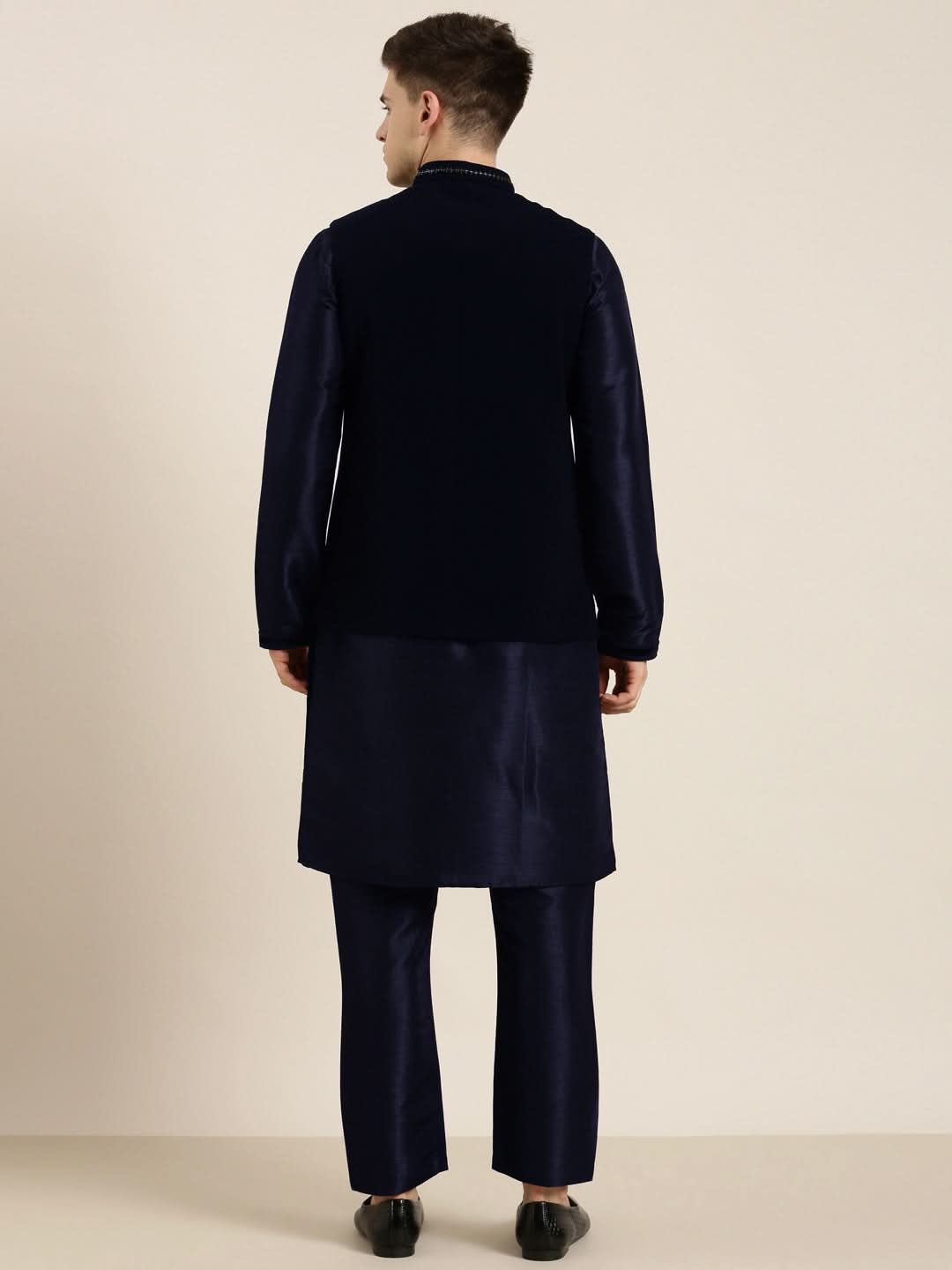 Navy Blue jacket Kurta Set