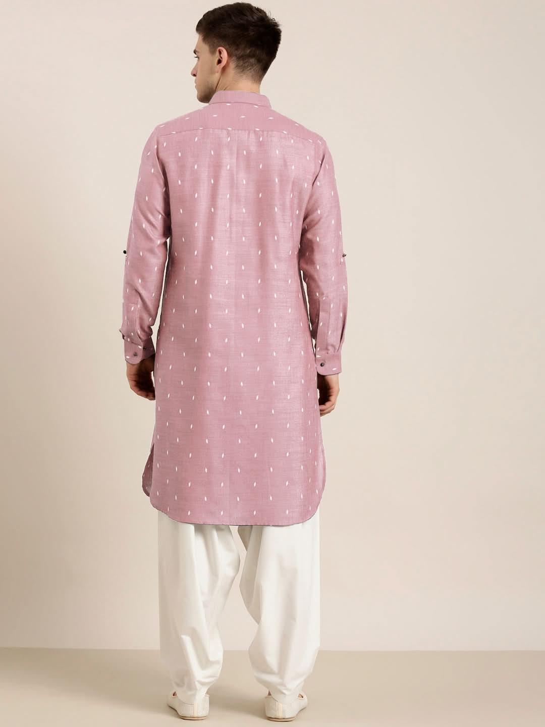 Pink Cotton Pathani With Salwar