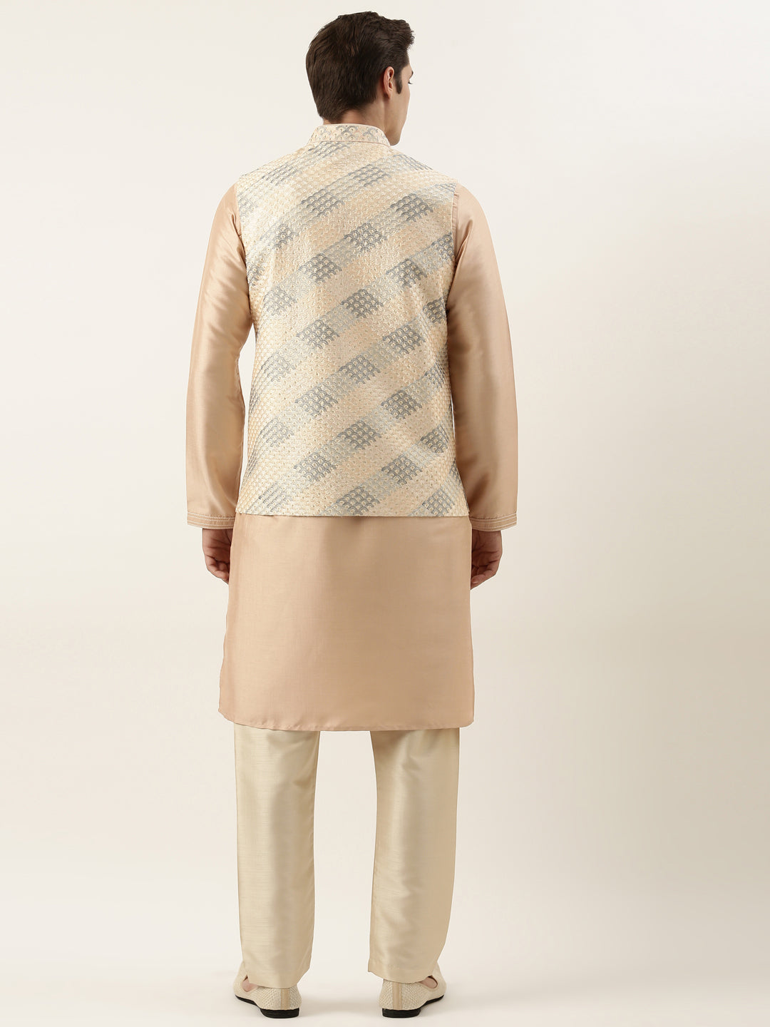 Beige Embroied jacket kurta set