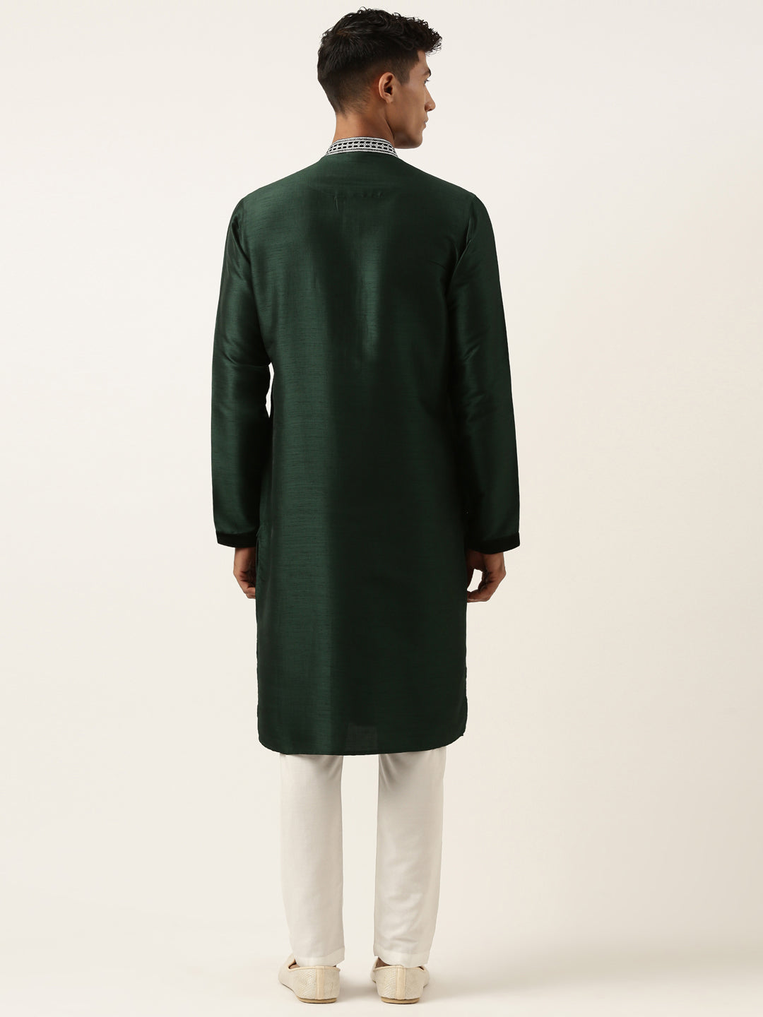 Green Embroidered Layered kurta Set