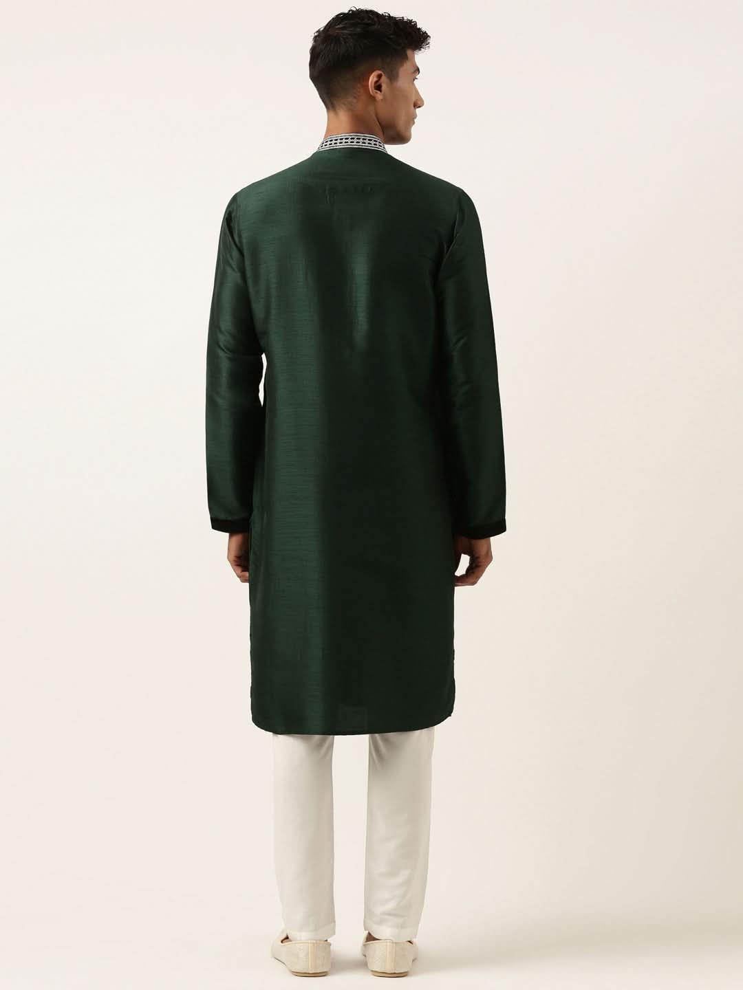 Green Embroidered Layered kurta Set