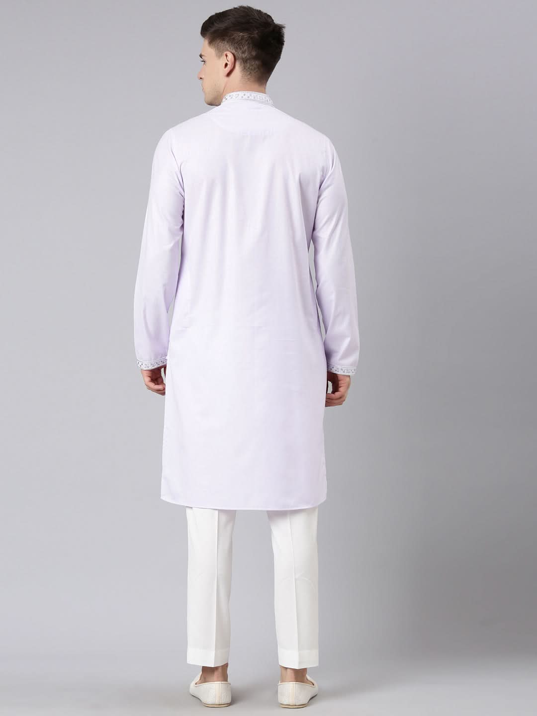 Lavender Cotton Embroidery Kurta Set