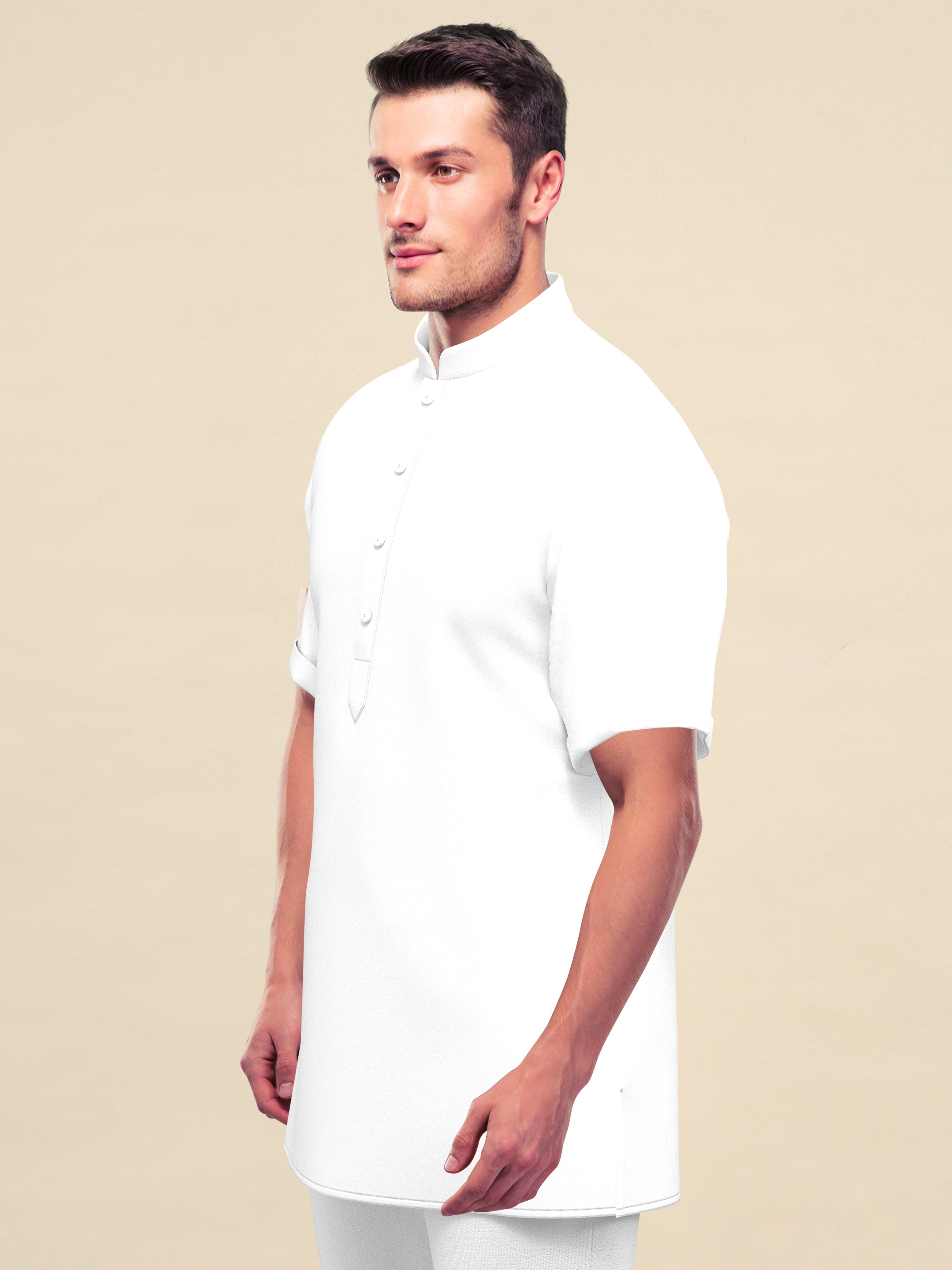 White Plain Short Kurta
