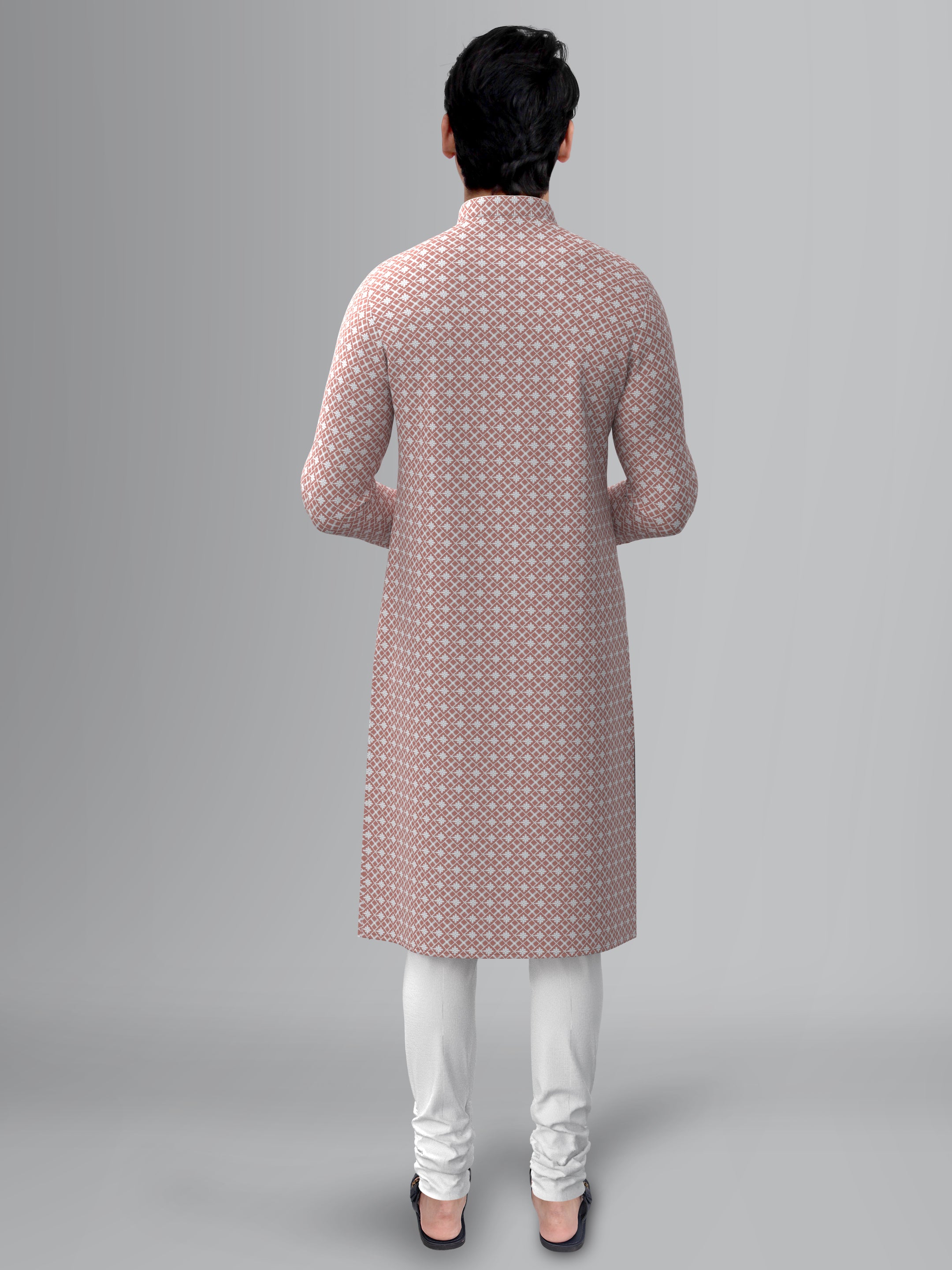 Peach Chikankari Kurta Set