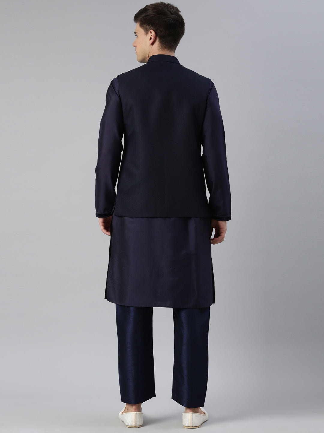 Midnight Blue Overlap Jacket Kurta Set