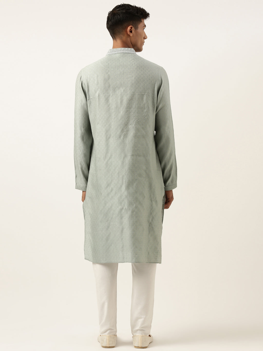 GREYISH BLUE JACQUARD KURTA