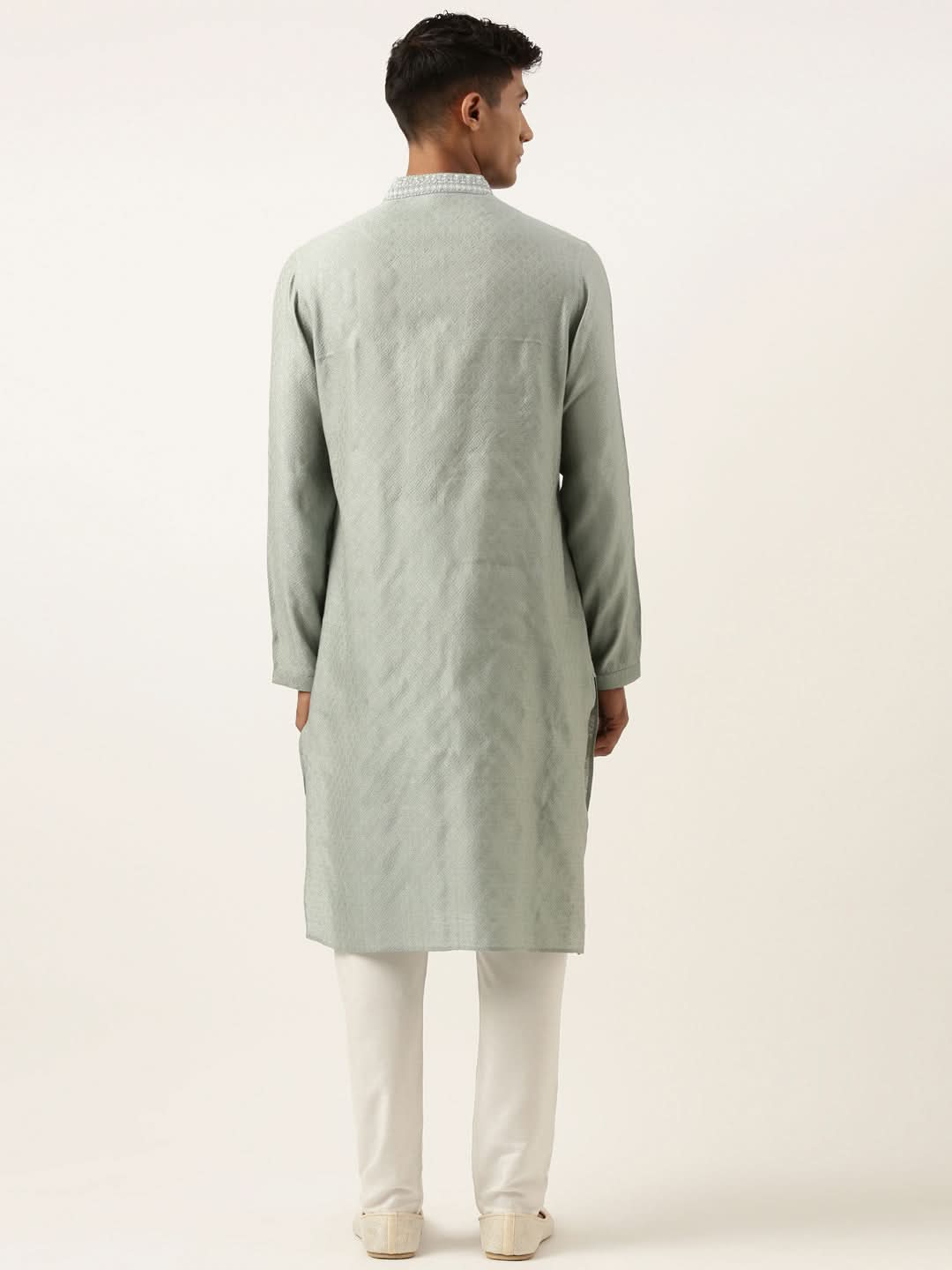 GREYISH BLUE JACQUARD KURTA