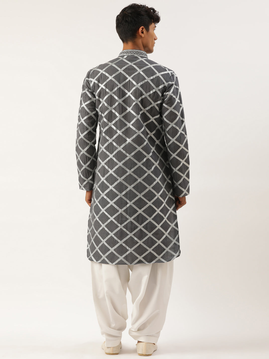 Grey Gota Embroidery Kurta Set