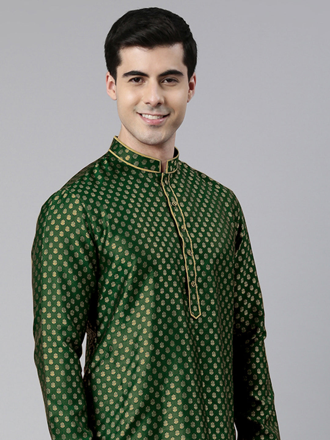Green Banarasi Fesive Kurta Set