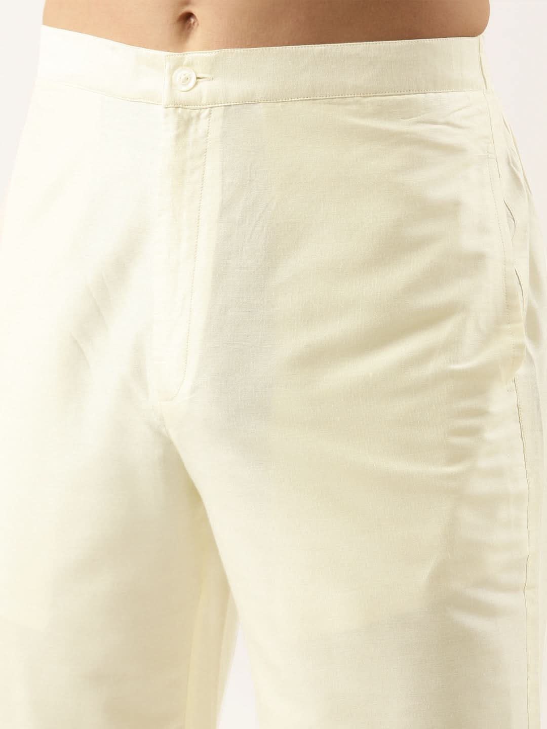 Cream Cotton Silk Pant Pajama