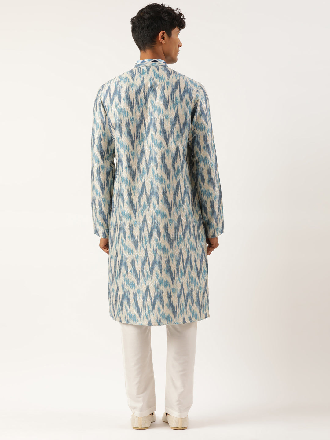 Blue Ikat Printed Kurta Set