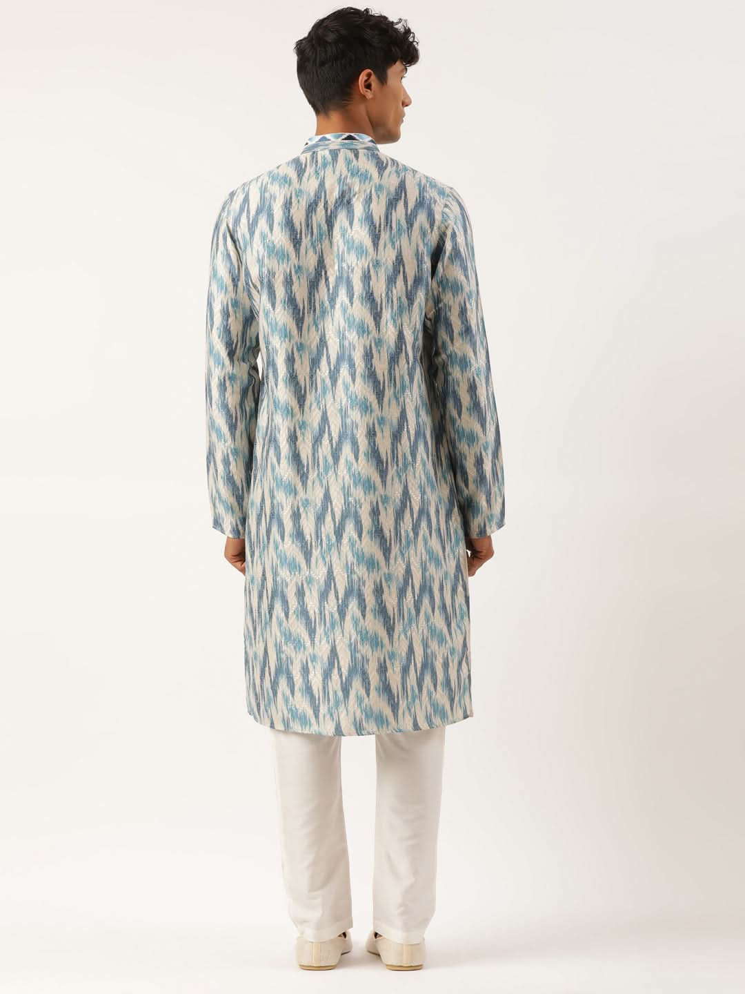 Blue Ikat Printed Kurta Set
