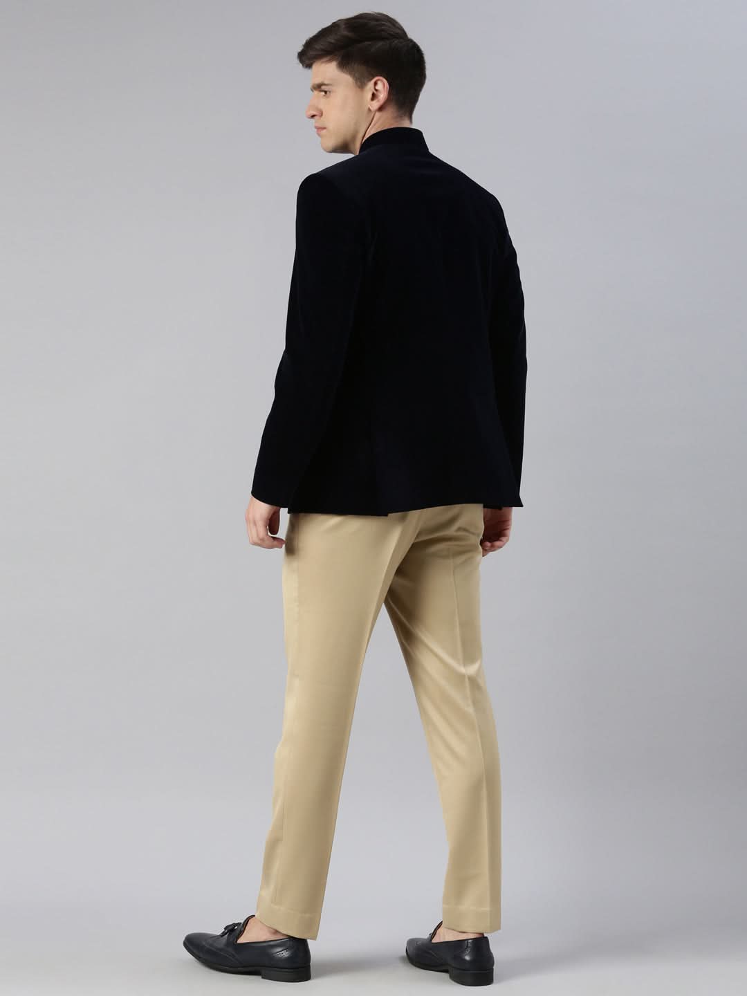 Navy velvet patch pocket jodhpuri set