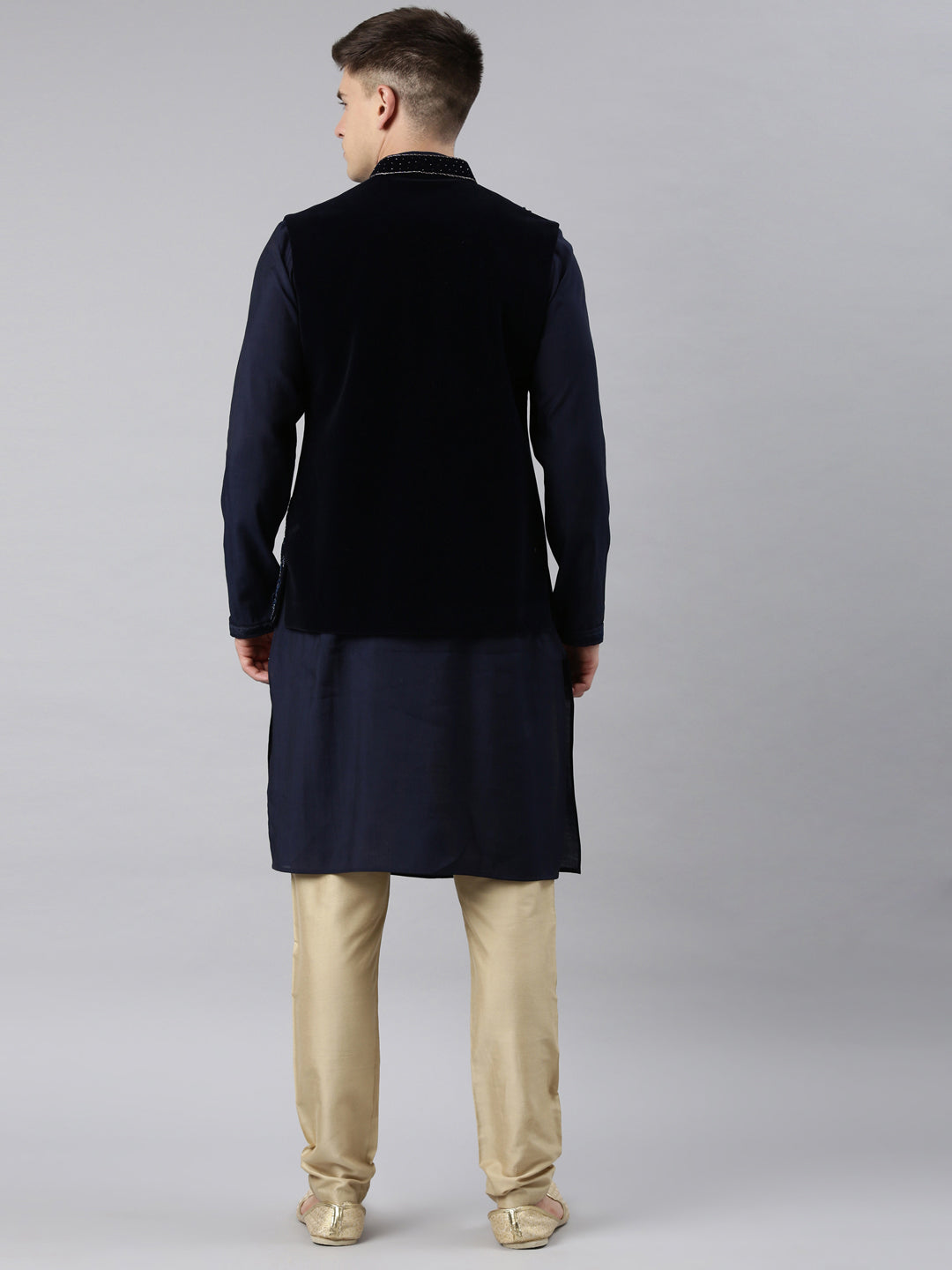Navy velvet Layered Jacket Set