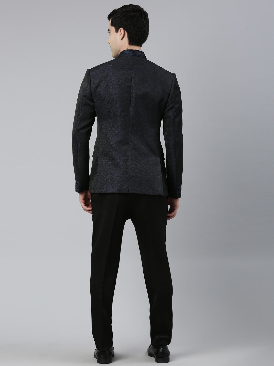 Navy Blue Black Shimmer Bandhgala Set