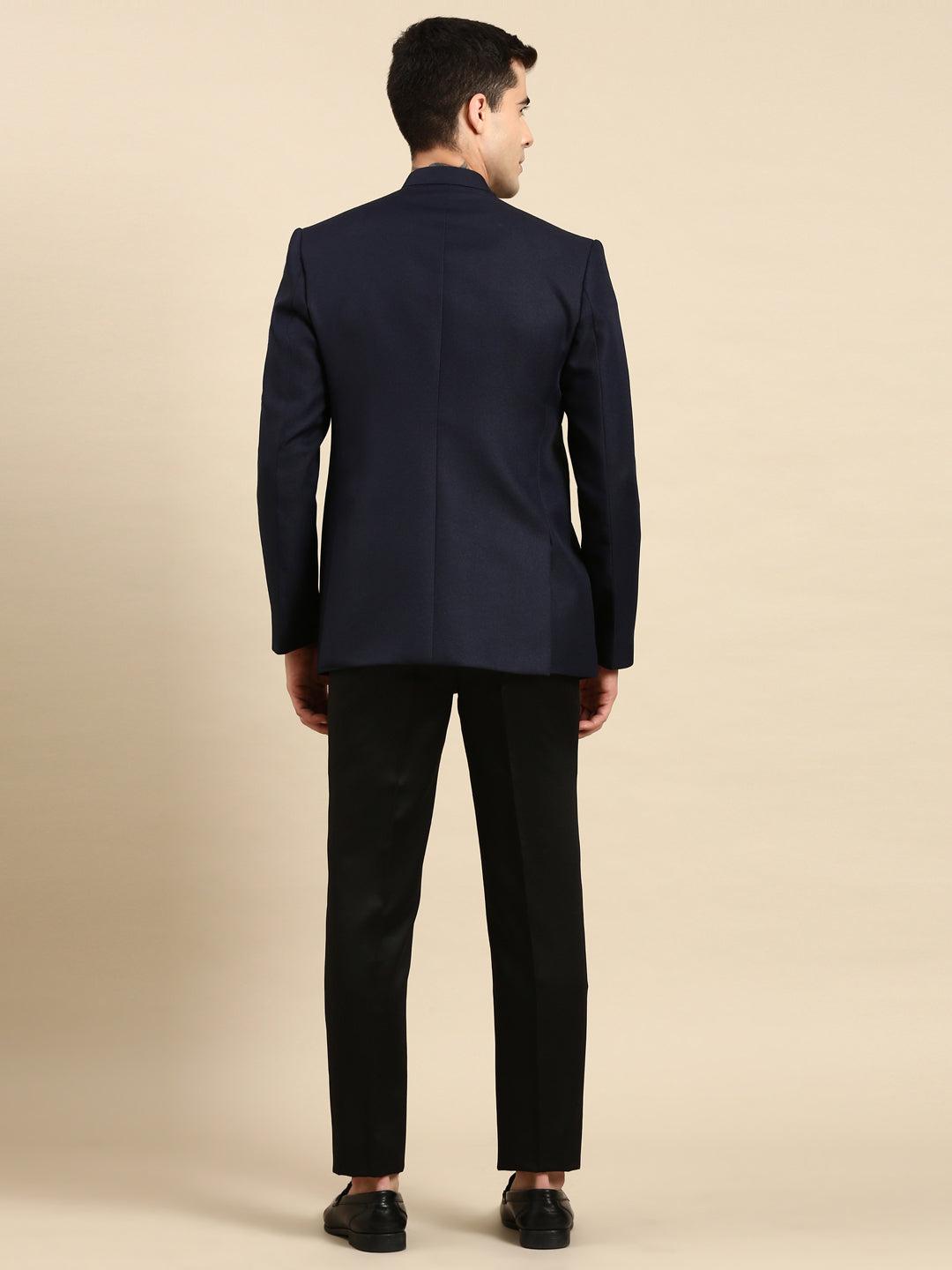 Navy Blue Embroidery Bandhgala