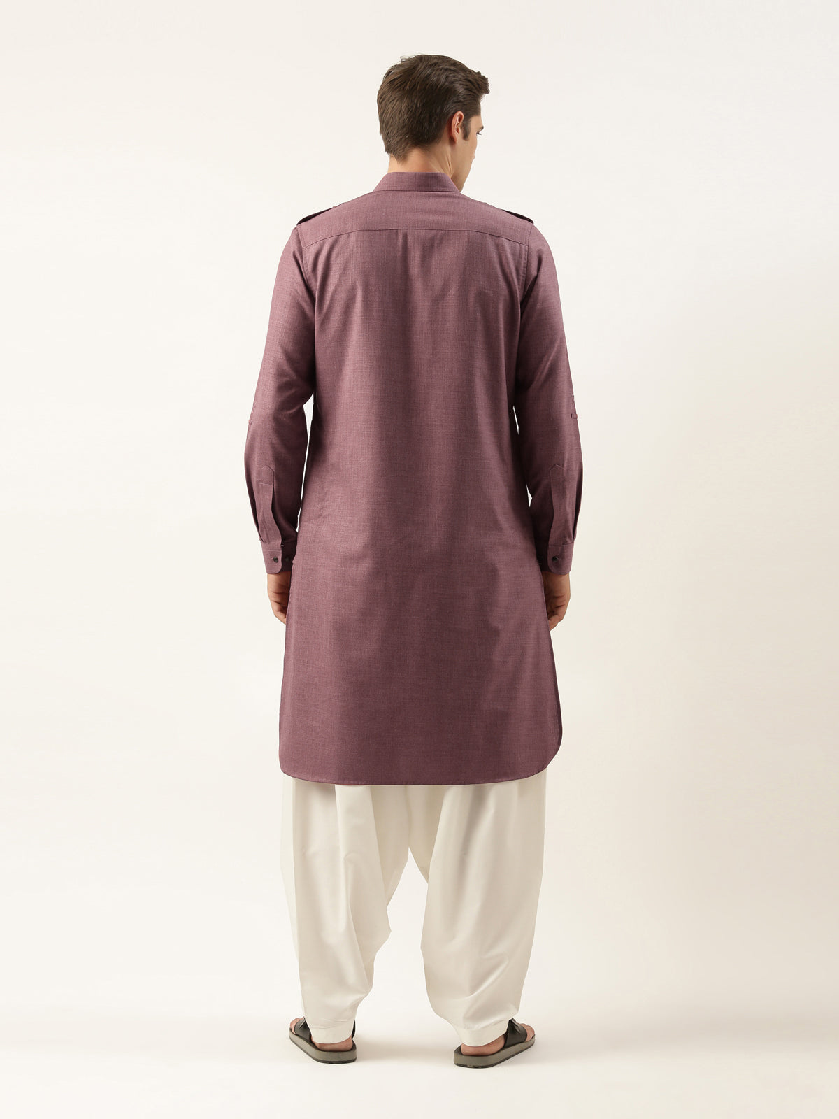 Purple Pure cotton Pathani with Salwar Set