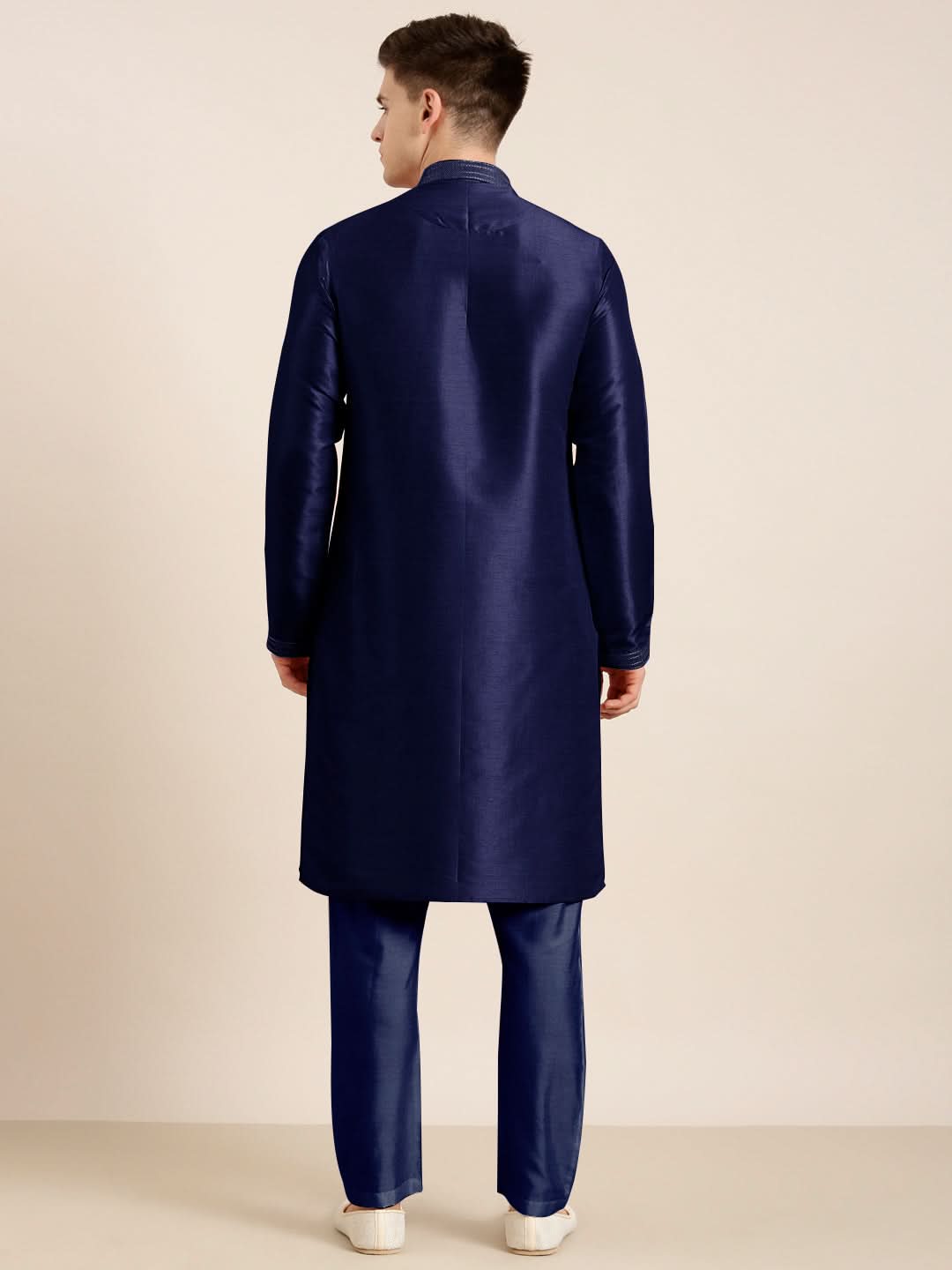 Navy Blue Embroidered Kurta Set
