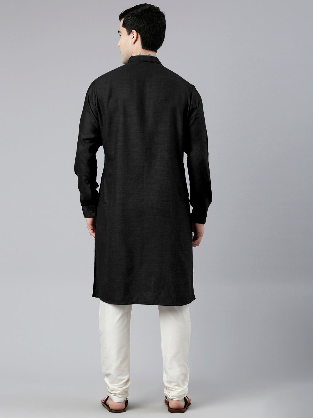 Black Angrakha Kurta Set