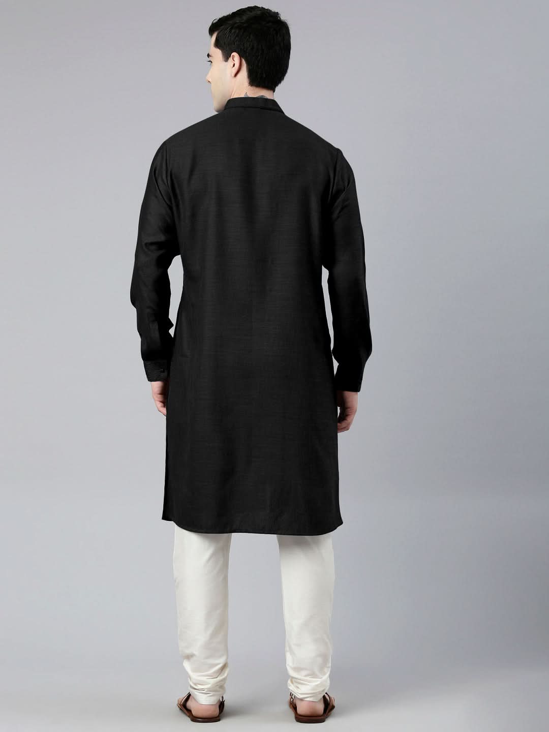Black Angrakha Kurta Set