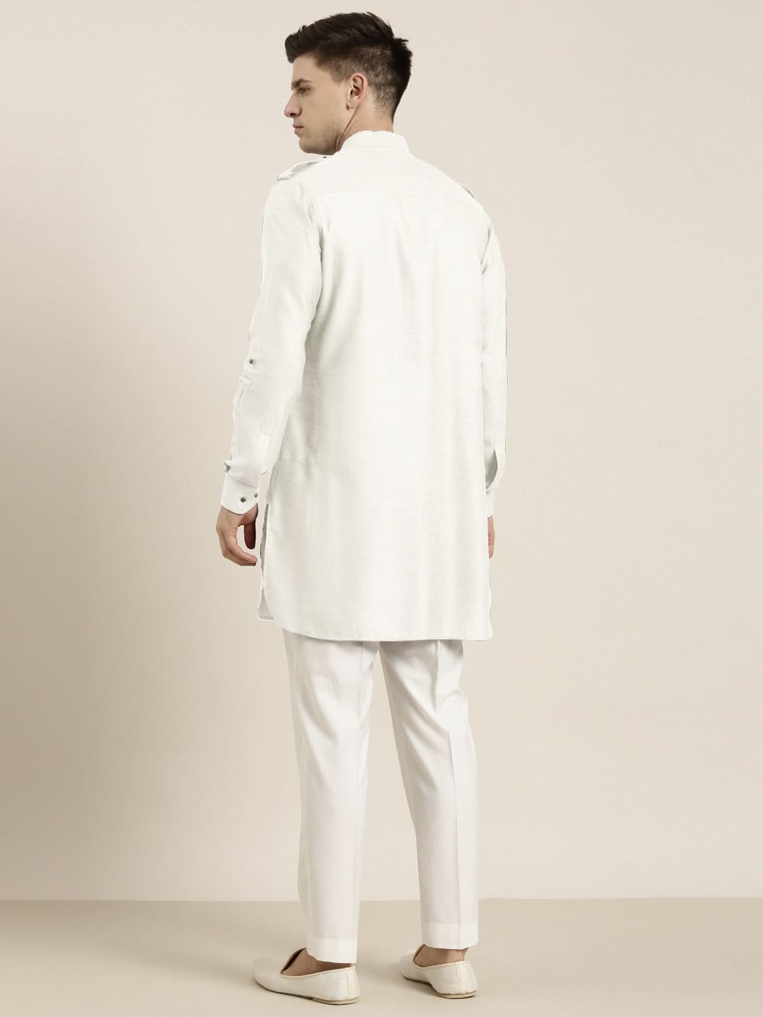 Off White cotton Short Pathani