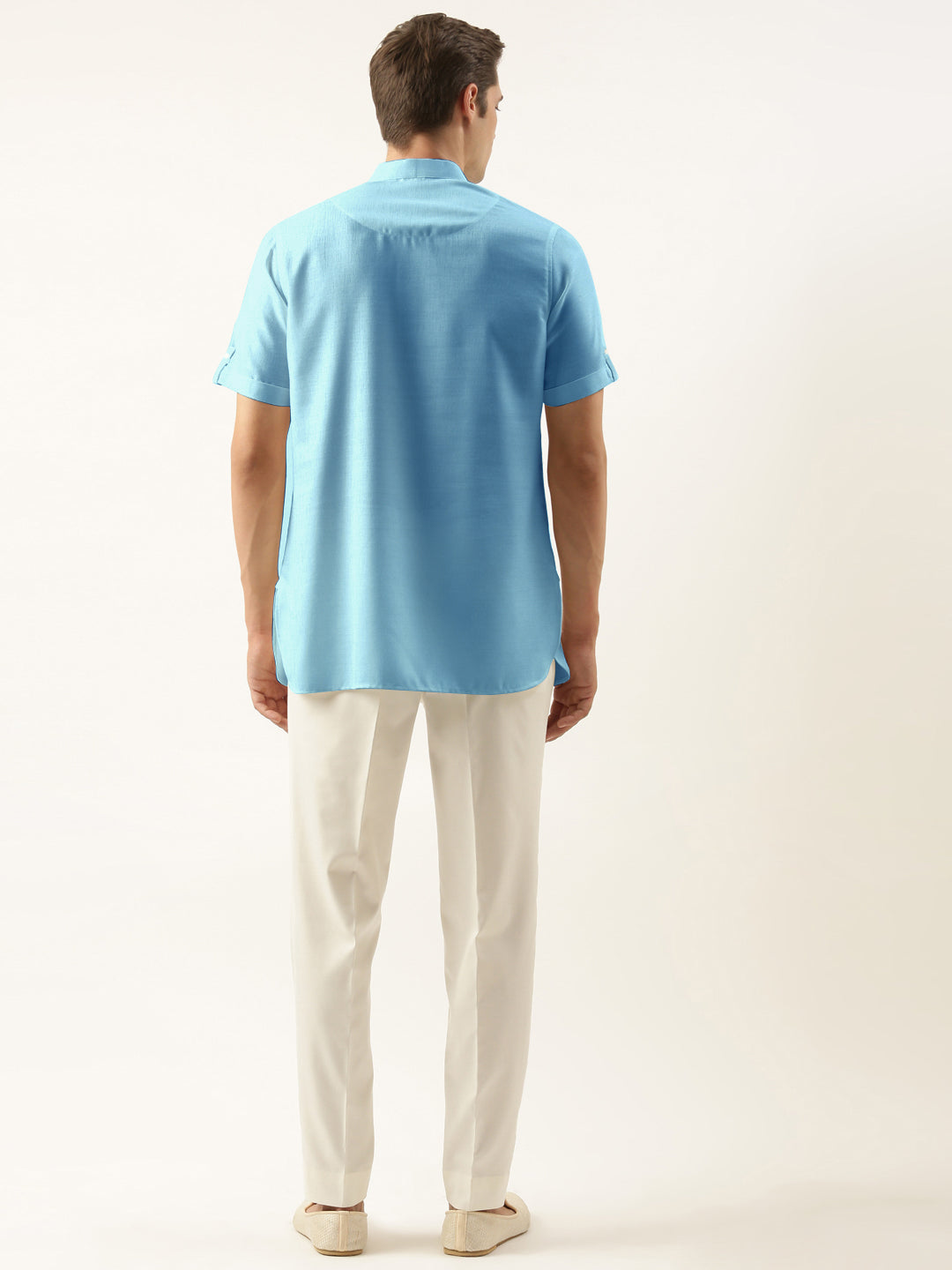 Light Blue Cotton Short Kurta Set