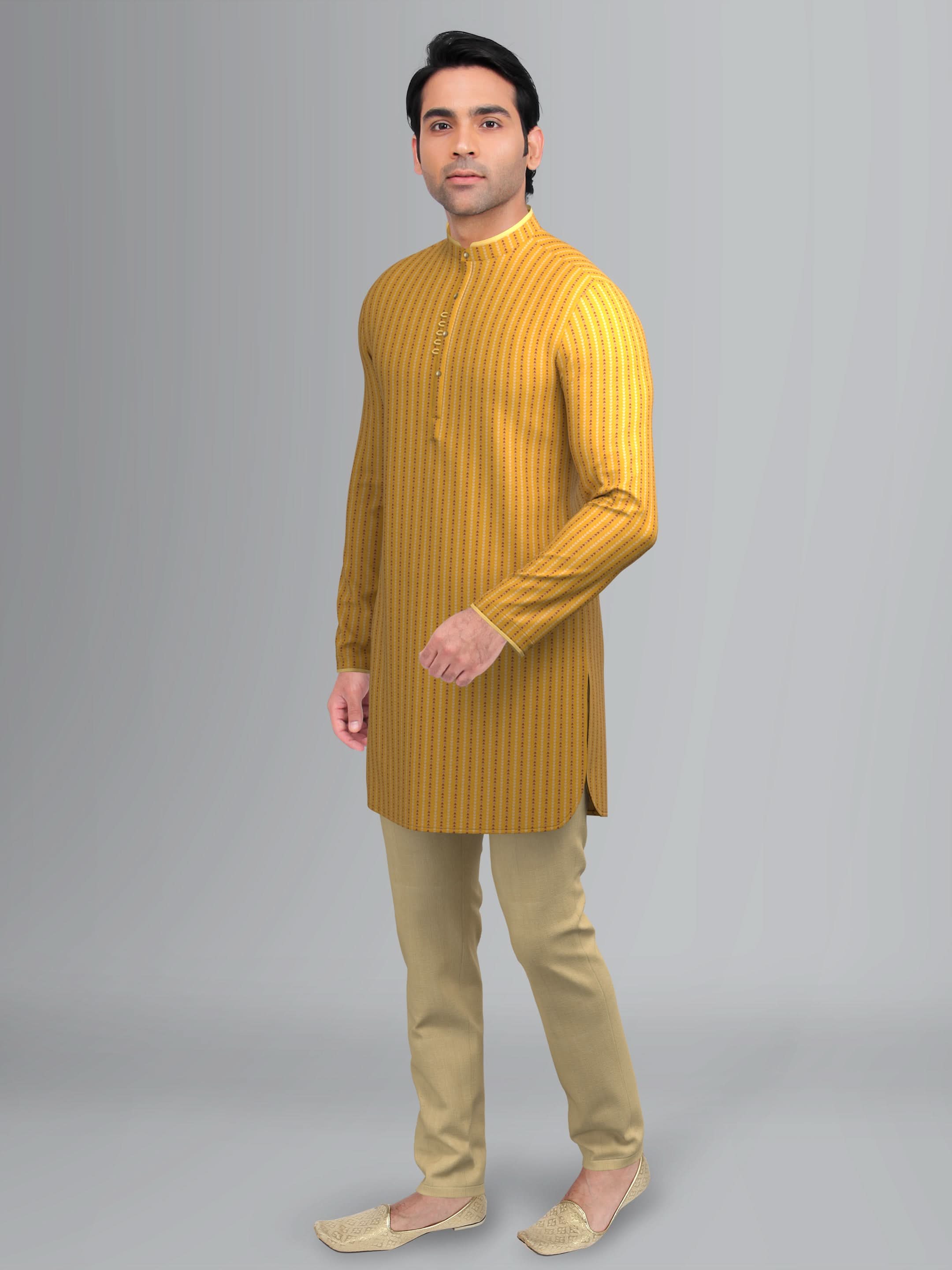 Printed Mustard short Kurta