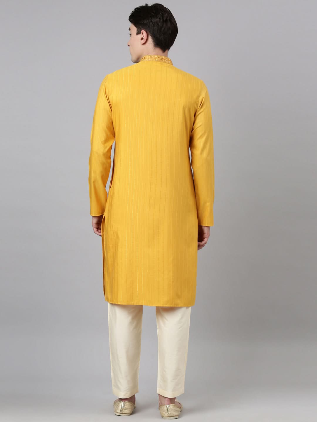Mustard Embroidered kurta Set