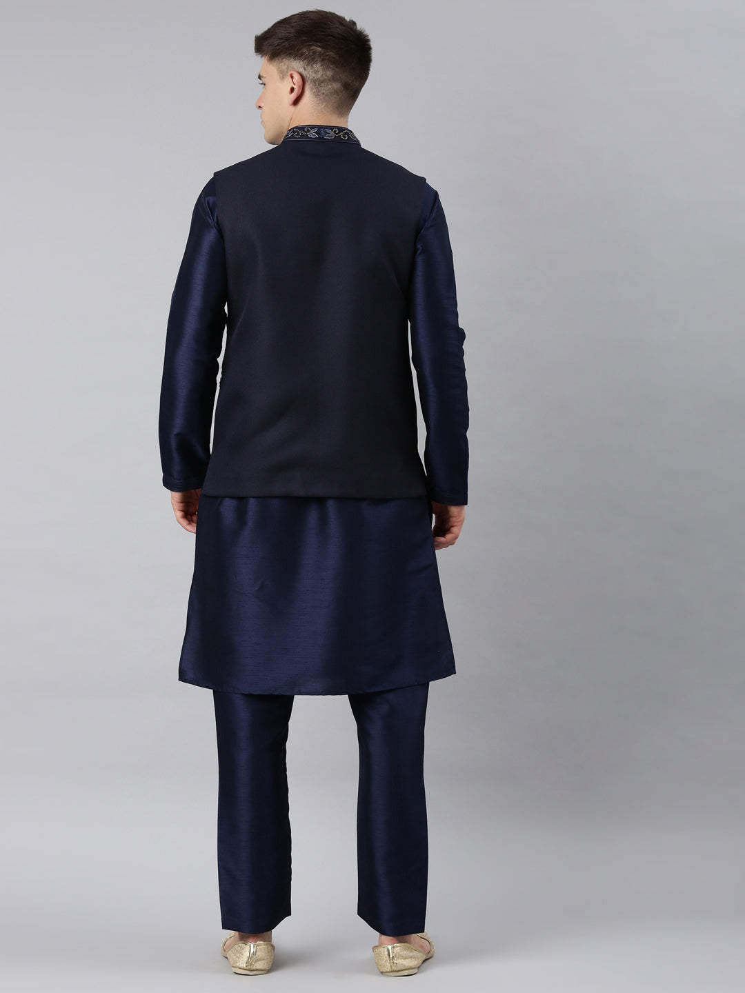 Navy Blue embroidered Jacket And Kurta Set