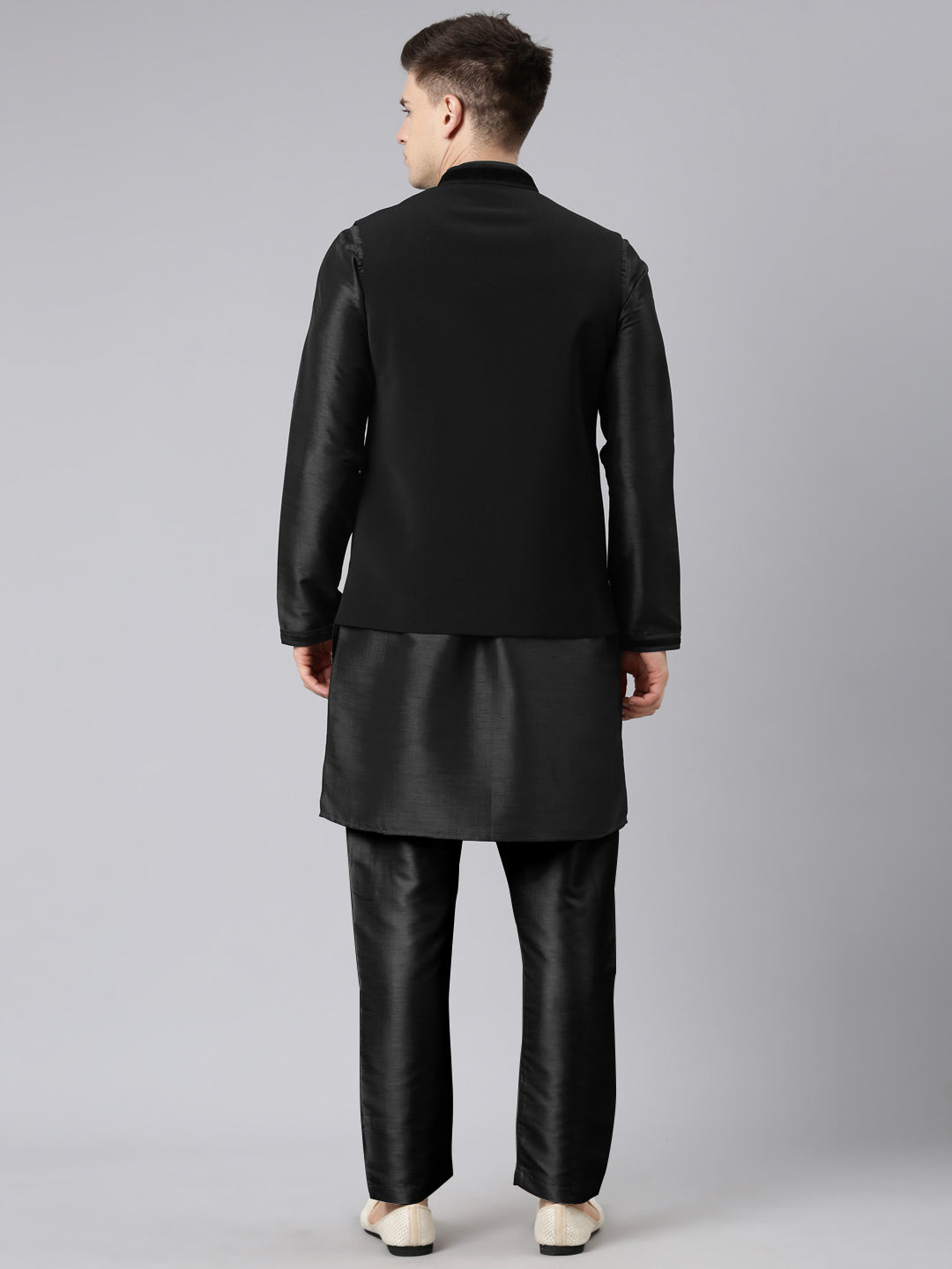 Black Pleated Jacket Kurta Set