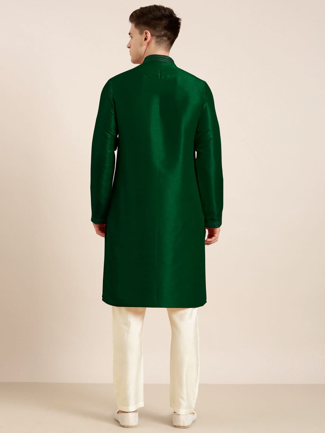 Bottle green Embroidered Kurta Set