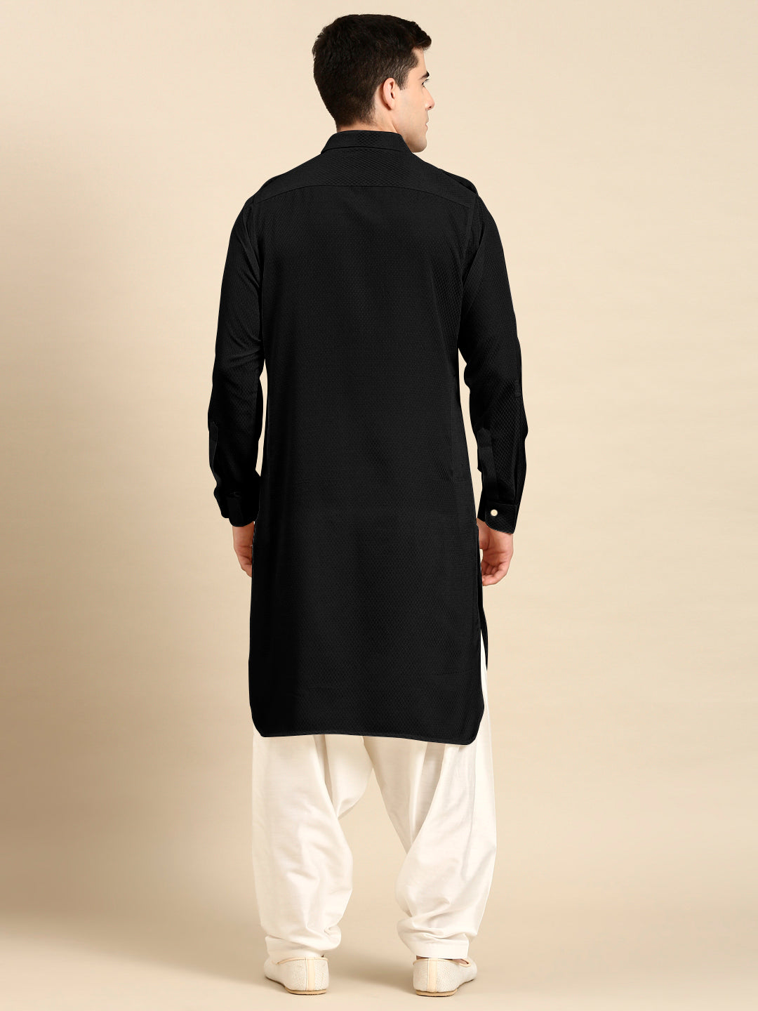 Black Cotton Pathani with Salwar