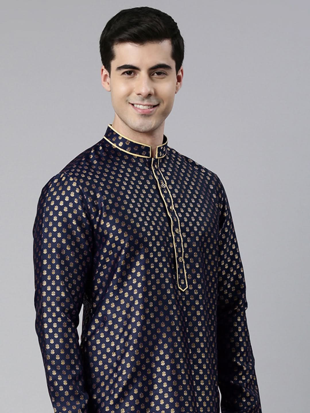 Navy Banarasi Fesive Kurta Set