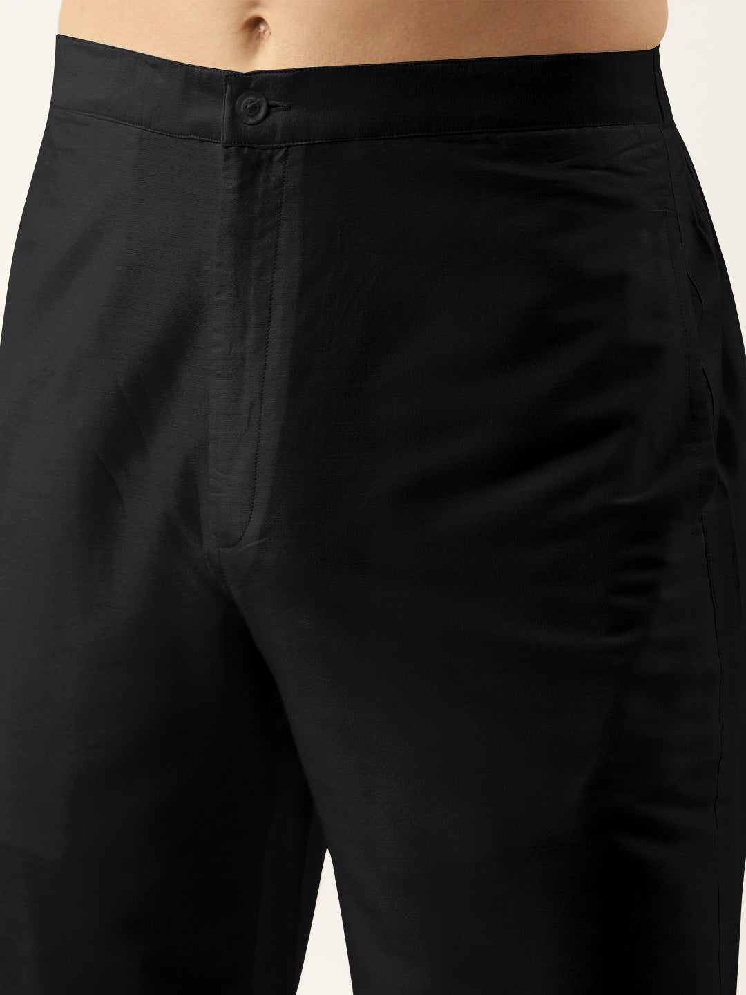 Black Cotton Silk Pant Pajama