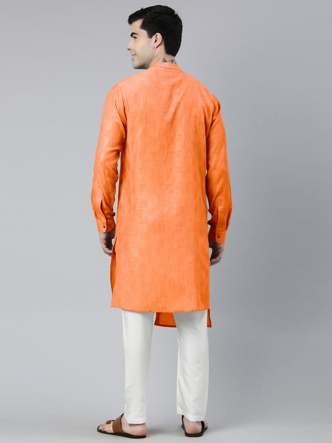 Orange Asymmetrical Kurta Set