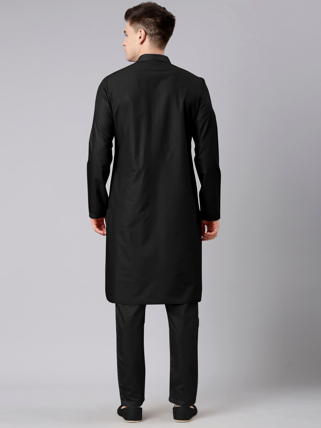 Black Pleated Cotton Kurta Set