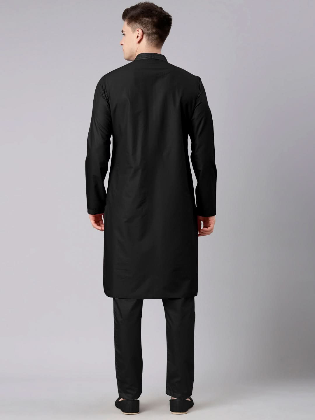 Black Pleated Cotton Kurta Set