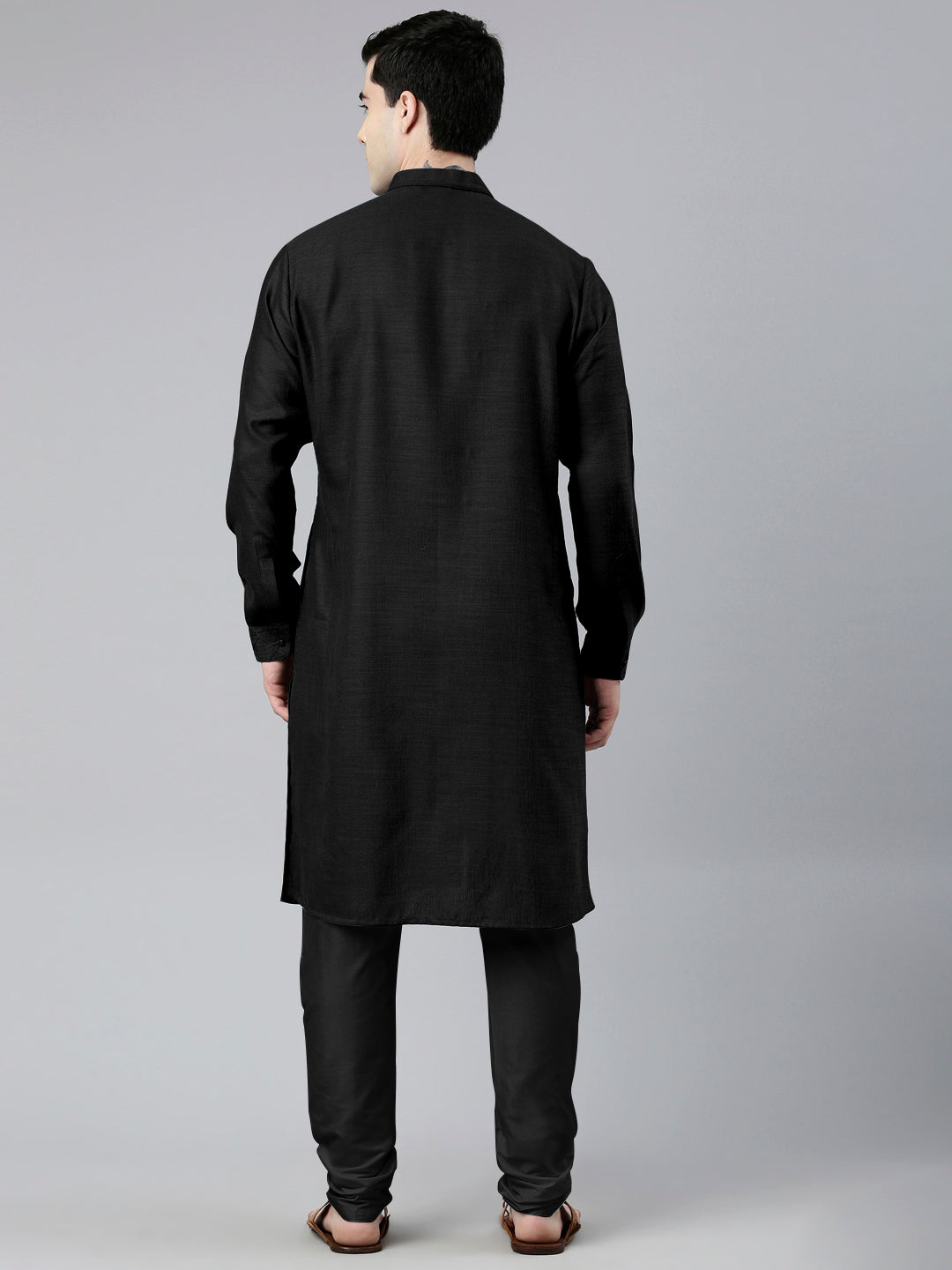Black Angrakha Kurta Set