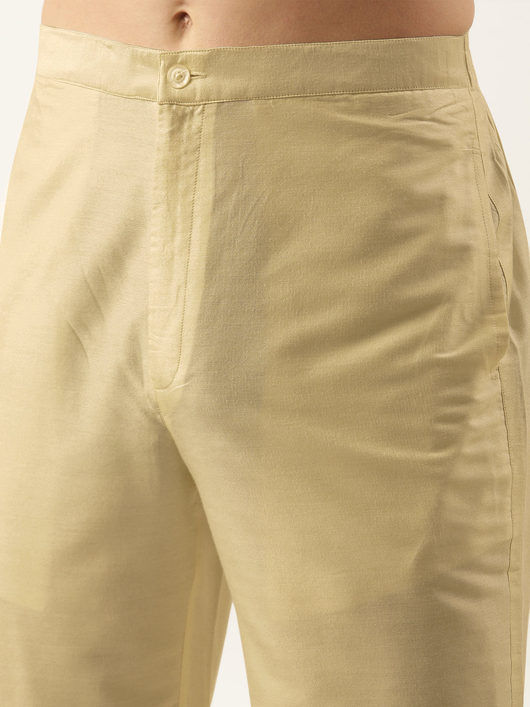 Gold Cotton Silk Pant Pajama