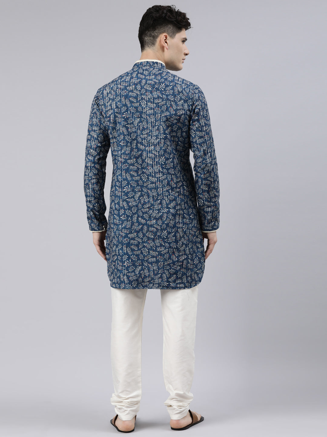 Blue Indigo Leaf Dabu Print Kurta Set