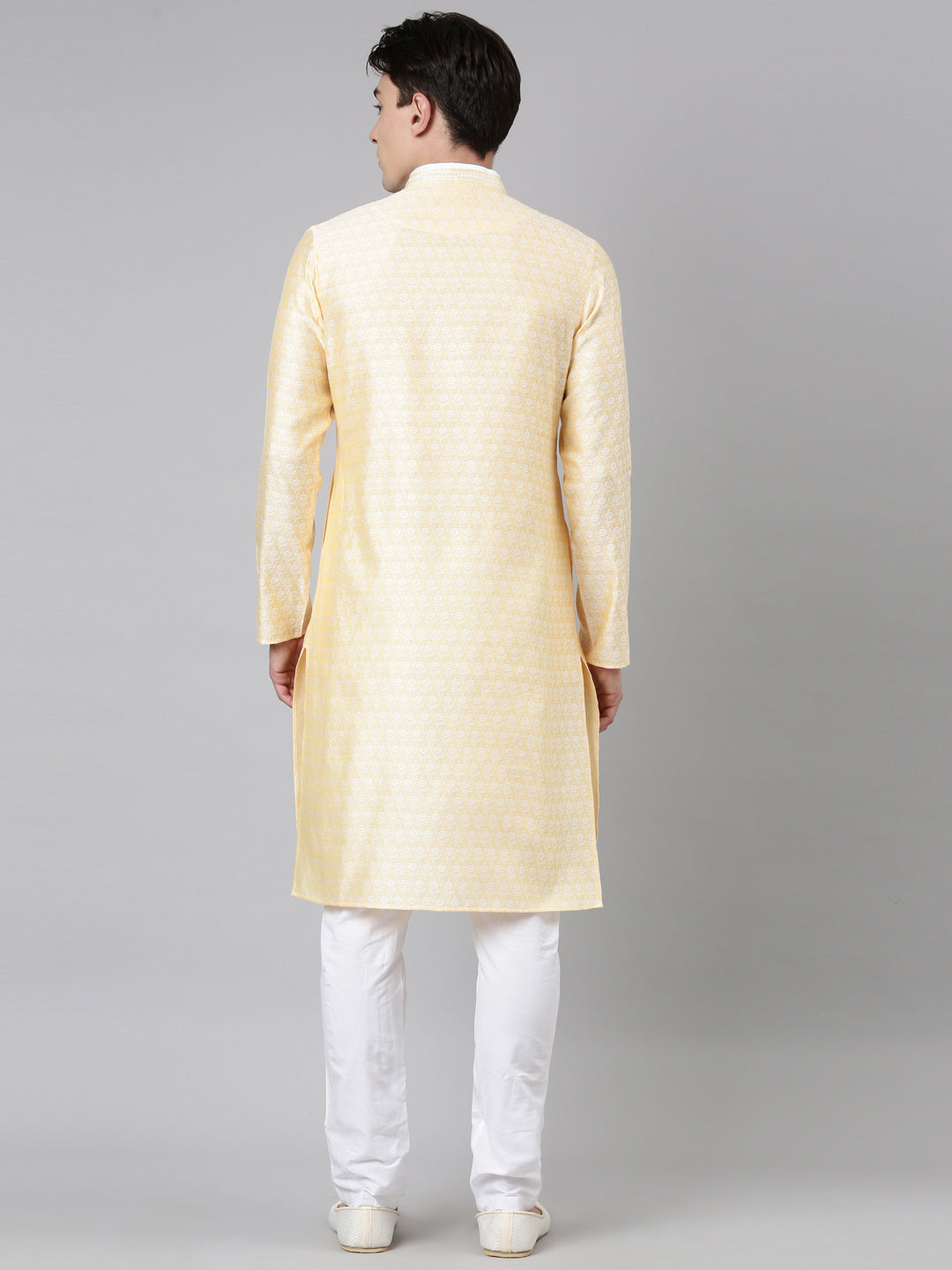 Yellow Banarasi Jacquard Kurta Set