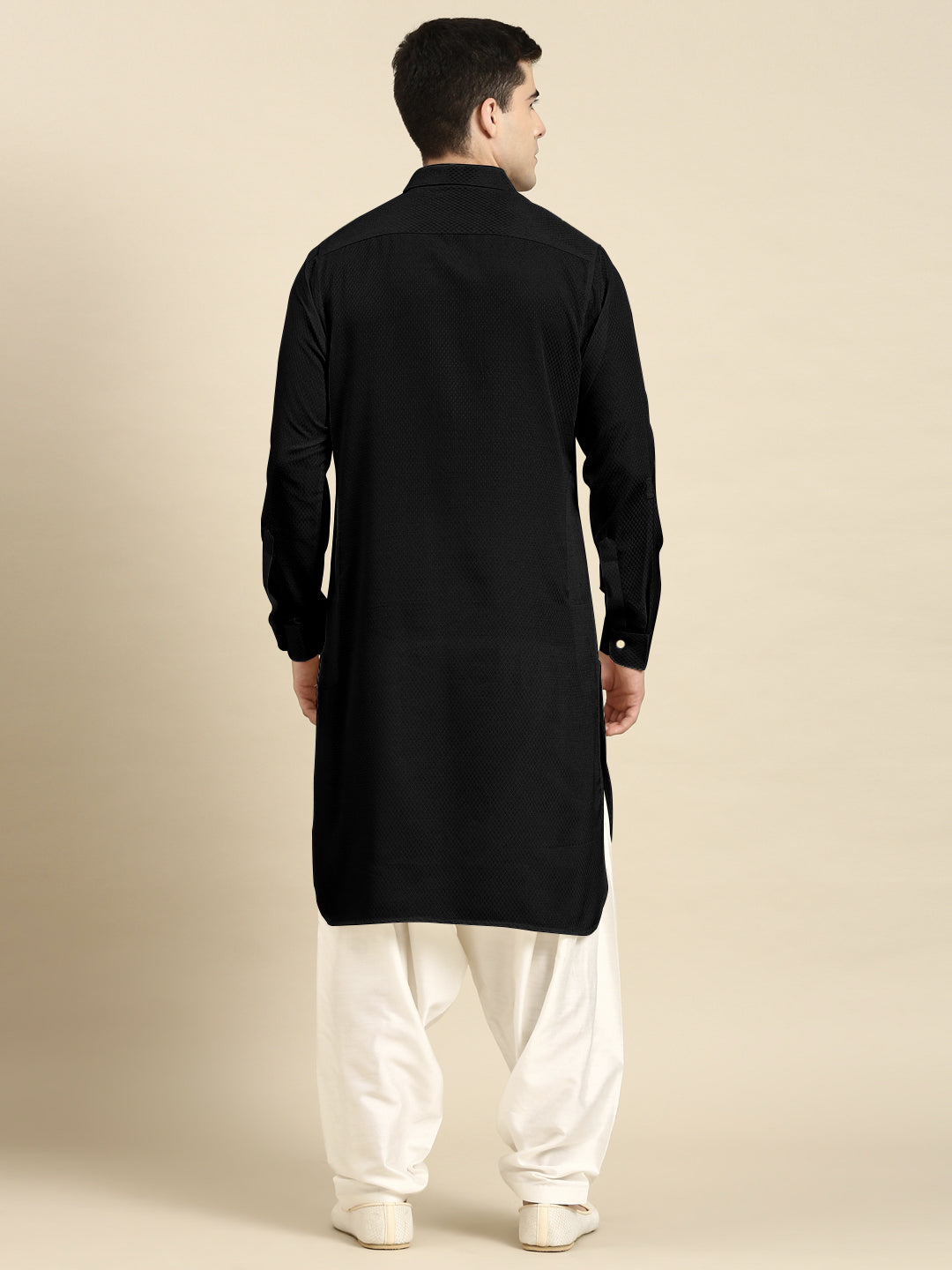 Black Cotton Pathani with Salwar