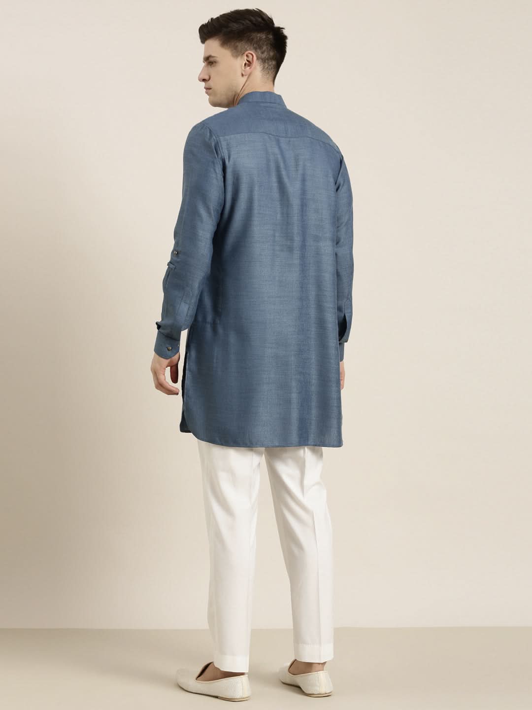 Denim Blue Cotton Short Pathani