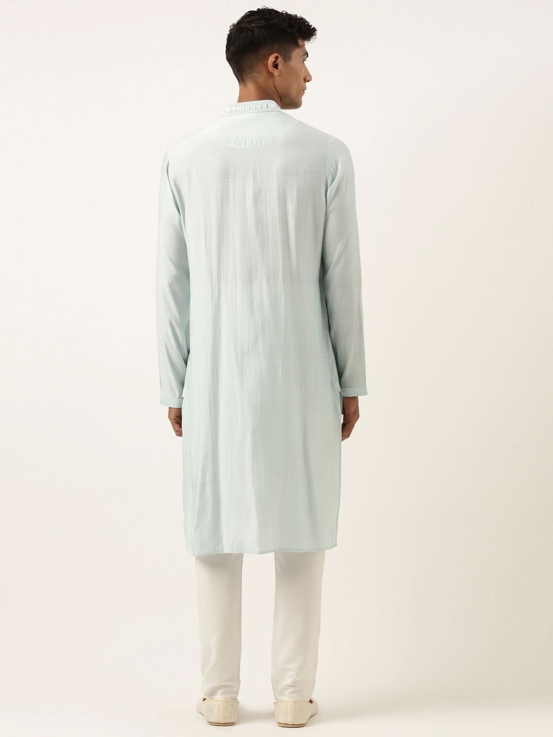 Sky Blue Mirror Embroidered Kurta Set