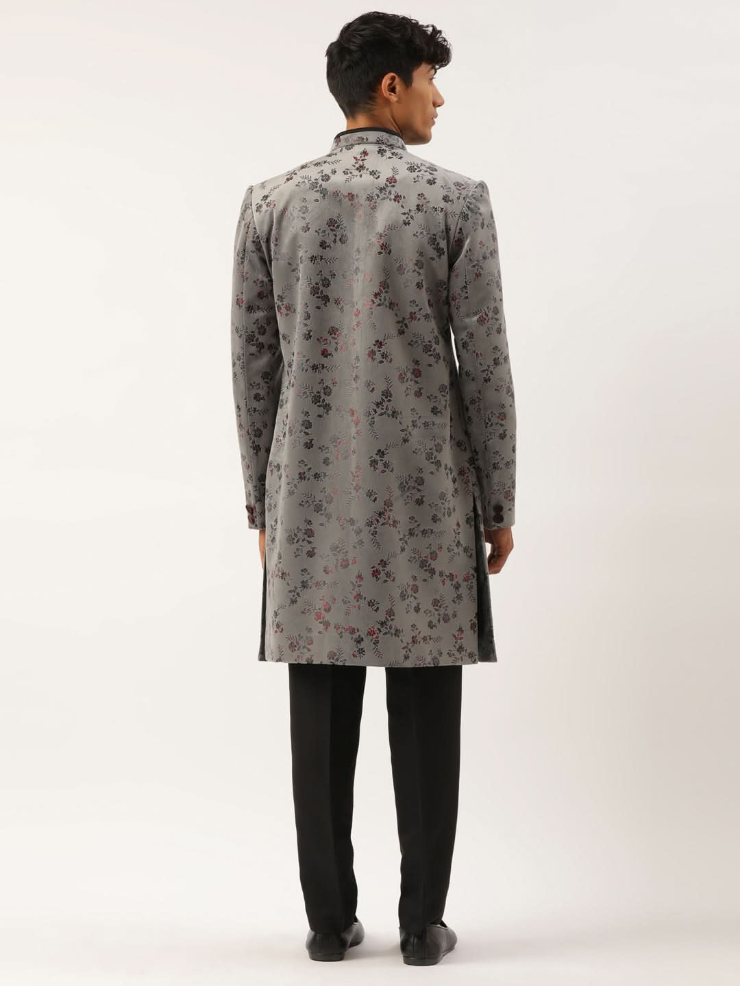 Grey Printed Angrakha Indowestern