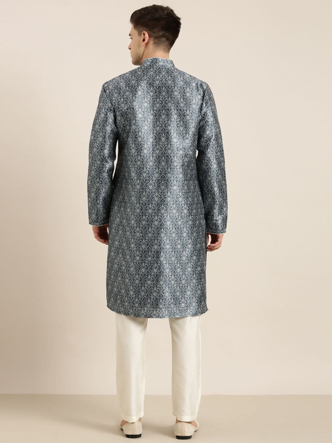 Blue Indigo Damask Dabu Print Kurta Set