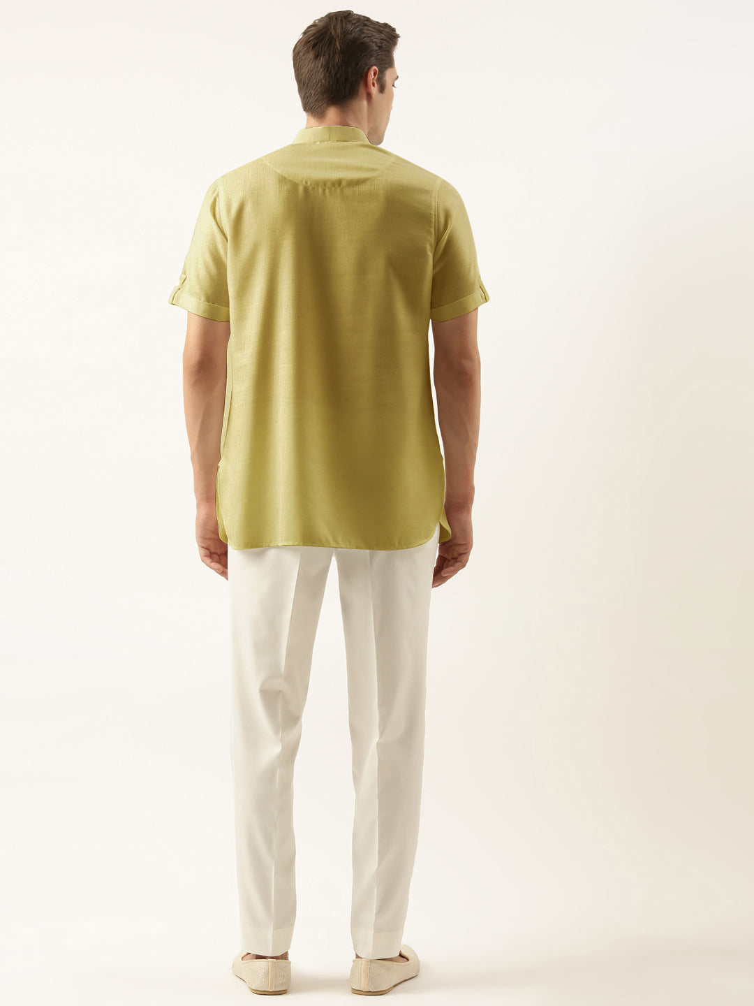 Greenish Yellow Cotton Short Kurta Set