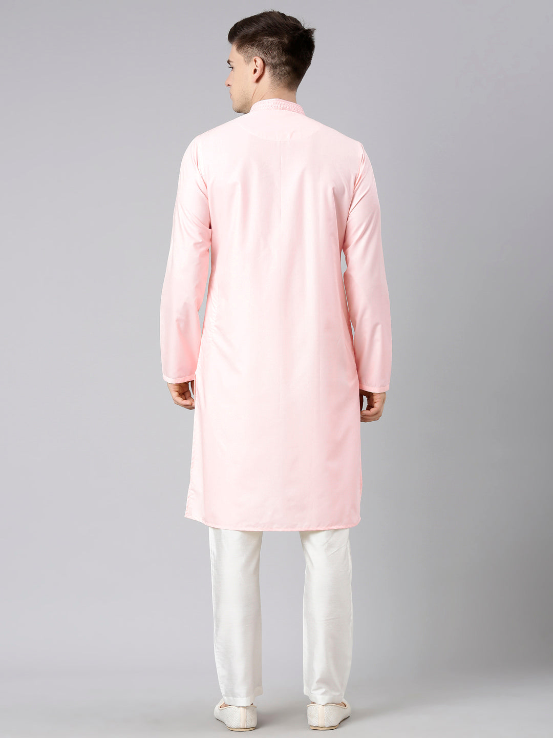 Pink Cotton Dori Embroidery Kurta Set
